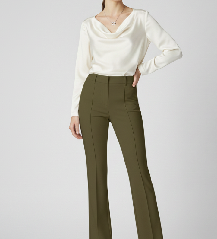 Hochtaillierte Damenhose mit strukturiertem Schnitt und vielseitigem Stil