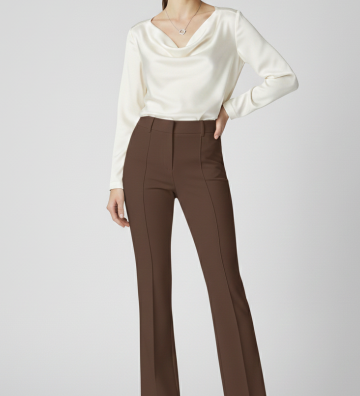 Hochtaillierte Damenhose mit strukturiertem Schnitt und vielseitigem Stil