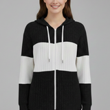 Damen Kapuzenjacke mit Reißverschluss und Rippdetails