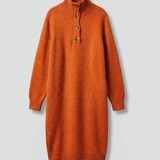 Damen Strickkleid mit hohem Kragen und Knopfleiste