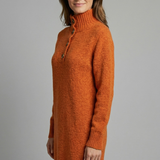 Damen Strickkleid mit hohem Kragen und Knopfleiste