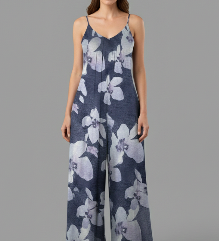 Damen-Jumpsuit mit verstellbaren Trägern und bedruckter Oberfläche
