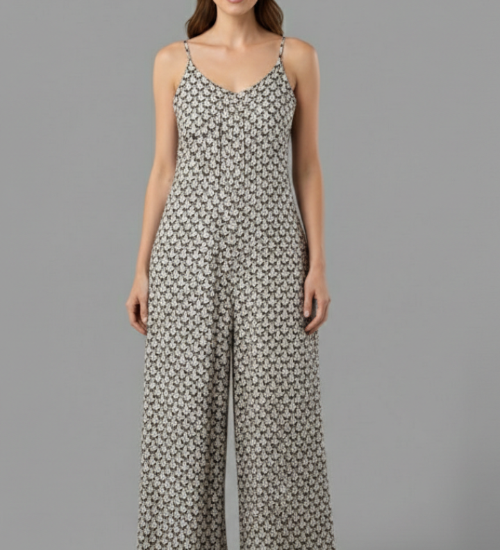 Damen-Jumpsuit mit verstellbaren Trägern und bedruckter Oberfläche