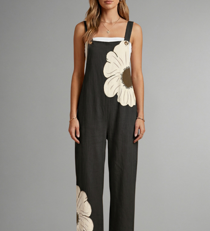 Damen-Jumpsuit mit verstellbaren Trägern und weitem Bein