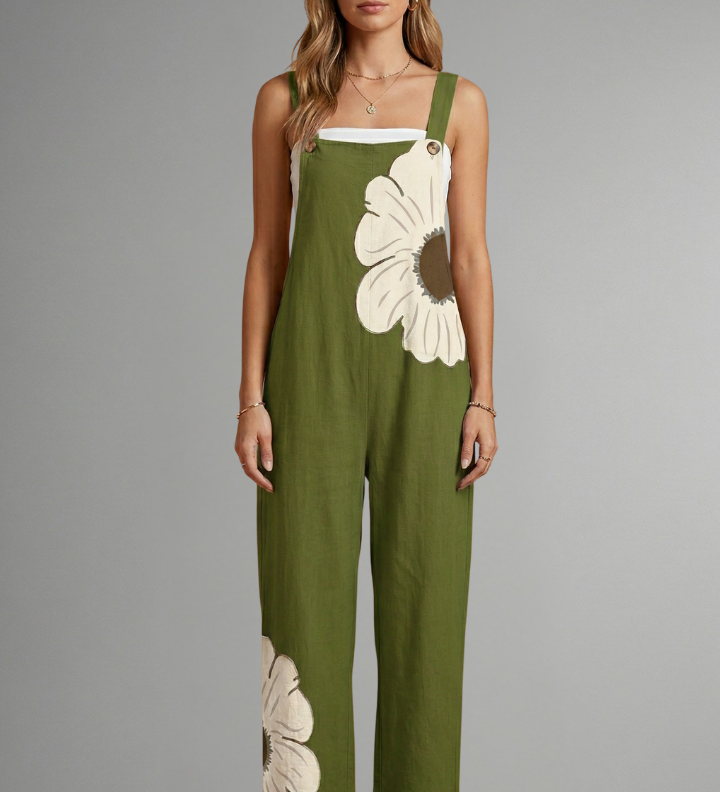 Damen-Jumpsuit mit verstellbaren Trägern und weitem Bein