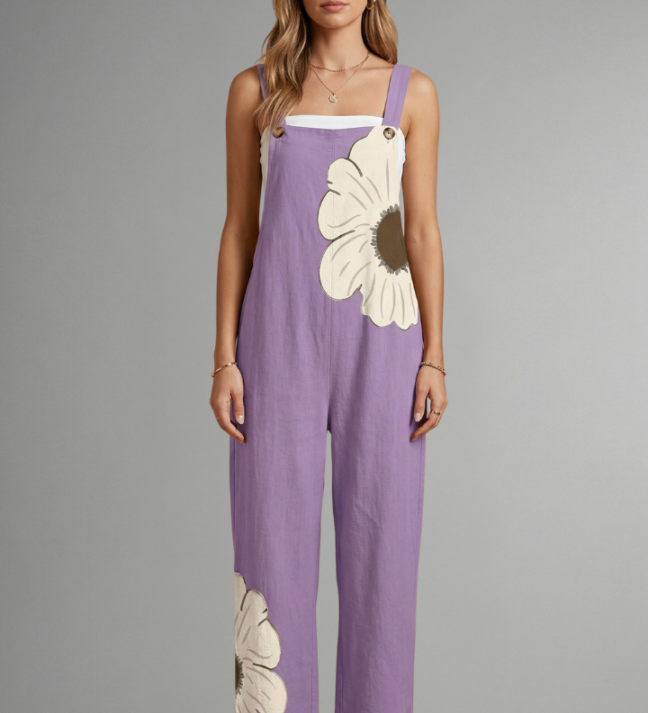 Damen-Jumpsuit mit verstellbaren Trägern und weitem Bein