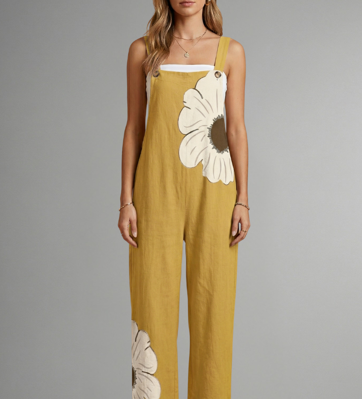 Damen-Jumpsuit mit verstellbaren Trägern und weitem Bein