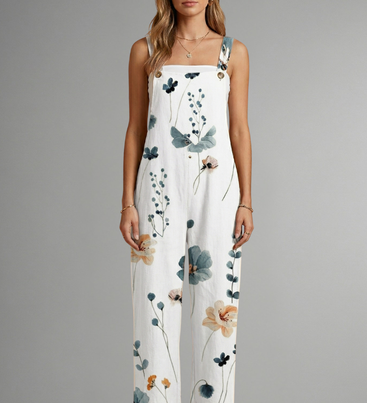 Damen-Jumpsuit mit verstellbaren Trägern und weitem Bein