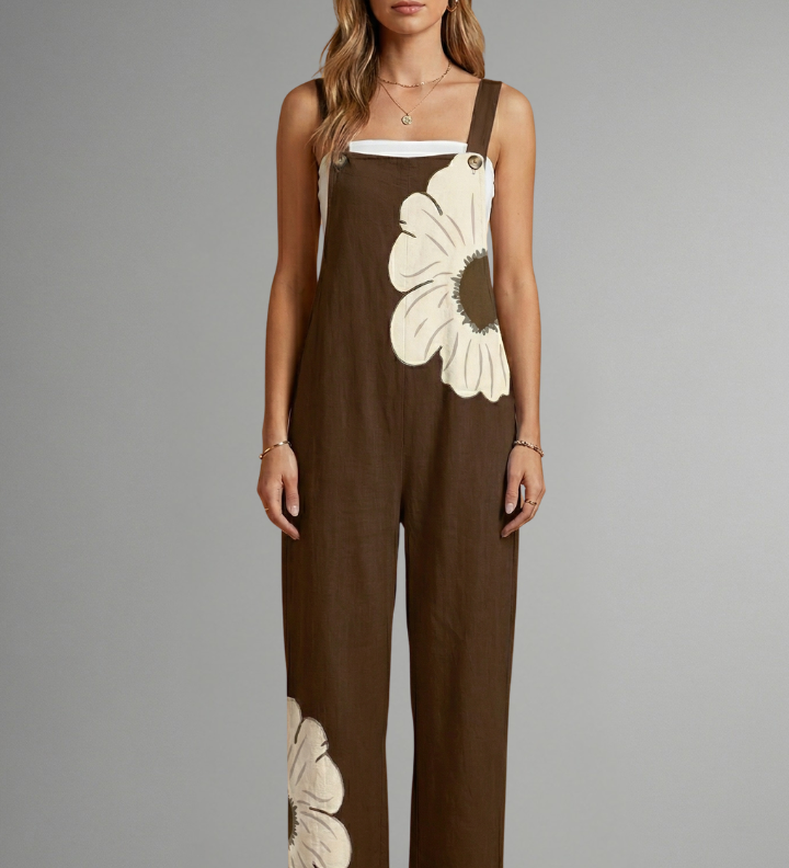 Damen-Jumpsuit mit verstellbaren Trägern und weitem Bein