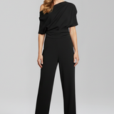 Damen-Jumpsuit mit asymmetrischem Ausschnitt und langen Ärmeln