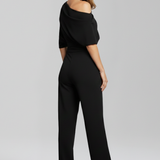 Damen-Jumpsuit mit asymmetrischem Ausschnitt und langen Ärmeln