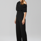 Damen-Jumpsuit mit asymmetrischem Ausschnitt und langen Ärmeln