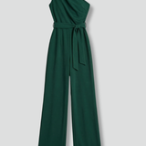 Damen-Jumpsuit mit asymmetrischem Ausschnitt und Taillengürtel