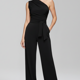 Damen-Jumpsuit mit asymmetrischem Ausschnitt und Taillengürtel