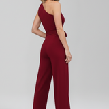 Damen-Jumpsuit mit asymmetrischem Ausschnitt und Taillengürtel