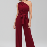 Damen-Jumpsuit mit asymmetrischem Ausschnitt und Taillengürtel