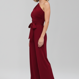 Damen-Jumpsuit mit asymmetrischem Ausschnitt und Taillengürtel