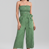 Damen-Jumpsuit mit Bandeau-Ausschnitt und Knopfleiste