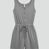 Damen-Jumpsuit mit Knopfverschluss und verstellbarem Taillenbund