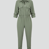Damen-Jumpsuit mit Knopfleiste und elastischem Bund