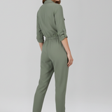 Damen-Jumpsuit mit Knopfleiste und elastischem Bund