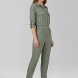 Damen-Jumpsuit mit Knopfleiste und elastischem Bund