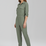 Damen-Jumpsuit mit Knopfleiste und elastischem Bund