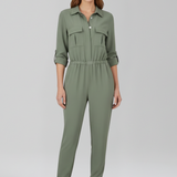 Damen-Jumpsuit mit Knopfleiste und elastischem Bund
