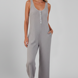 Damen Jumpsuit mit Knopfleiste und Seitentaschen