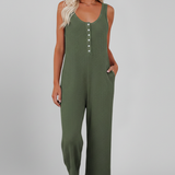 Damen Jumpsuit mit Knopfleiste und Seitentaschen