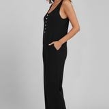 Damen Jumpsuit mit Knopfleiste und Seitentaschen