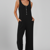 Damen Jumpsuit mit Knopfleiste und Seitentaschen