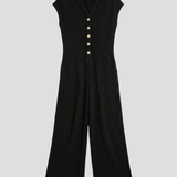 Damen-Jumpsuit mit Knopfleiste und weitem Bein