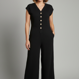 Damen-Jumpsuit mit Knopfleiste und weitem Bein