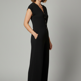 Damen-Jumpsuit mit Knopfleiste und weitem Bein