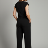 Damen-Jumpsuit mit Knopfleiste und weitem Bein