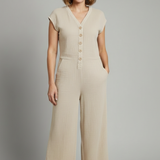 Damen-Jumpsuit mit Knopfleiste und weitem Bein