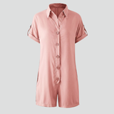 Damen-Jumpsuit mit Kragen und Knopfleiste
