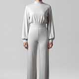 Damen-Jumpsuit mit Halbcollier und langen Ärmeln