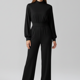 Damen-Jumpsuit mit Halbcollier und langen Ärmeln
