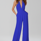 Damen-Jumpsuit mit Halterneck und weitem Bein