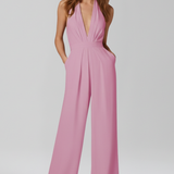 Damen-Jumpsuit mit Halterneck und weitem Bein