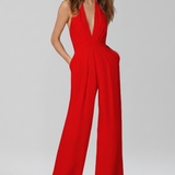 Damen-Jumpsuit mit Halterneck und weitem Bein