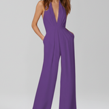 Damen-Jumpsuit mit Halterneck und weitem Bein
