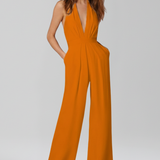 Damen-Jumpsuit mit Halterneck und weitem Bein