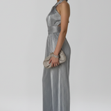 Damen-Jumpsuit mit Halterneck und plissierter Oberfläche