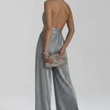 Damen-Jumpsuit mit Halterneck und plissierter Oberfläche