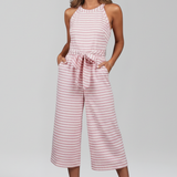 Damen-Jumpsuit mit Neckholder und Taillengürtel