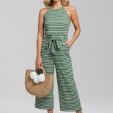 Damen-Jumpsuit mit Neckholder und Taillengürtel