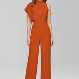 Damen-Jumpsuit mit hohem Ausschnitt und weitem Bein